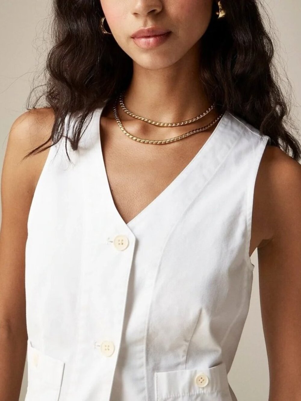 J. Crew Patch-Pocket Chino Vest White 4 #A3082 - Picture 2 of 11